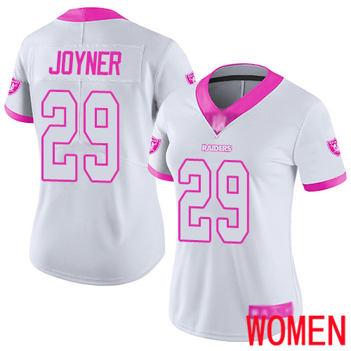 Oakland Raiders Limited White Pink Women Lamarcus Joyner Jersey NFL Football #29 Rush Fashion Jersey->youth nfl jersey->Youth Jersey